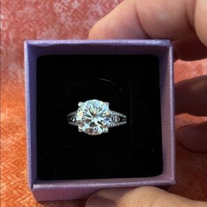 Stunning Moissanite 14k WG over SS 5+ ctw Size 9